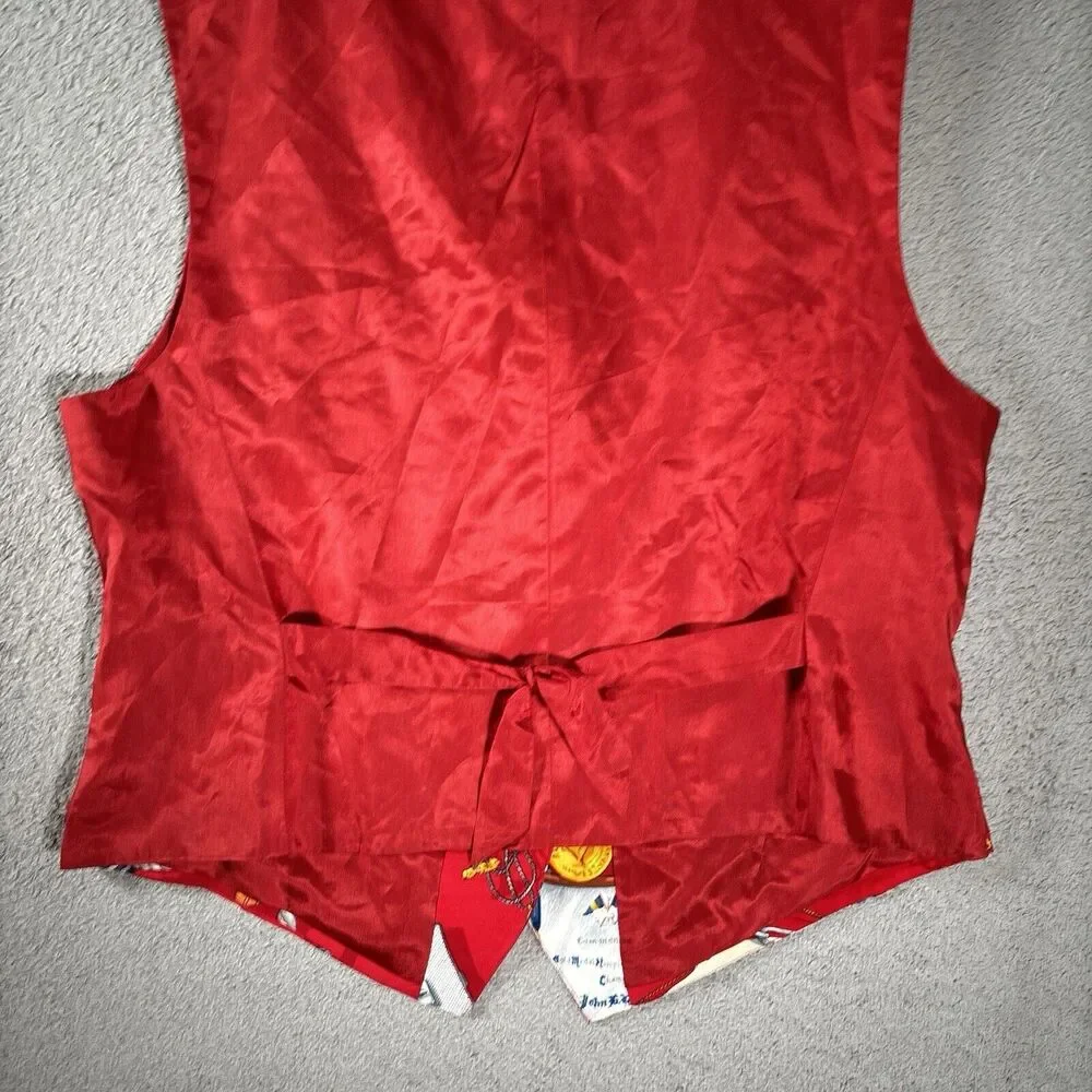 LIZ CLAIBORNE COLLECTION WOMENS RED NAUTICAL‎ SATIN VEST, SZ L 90s - Picture 9 of 9